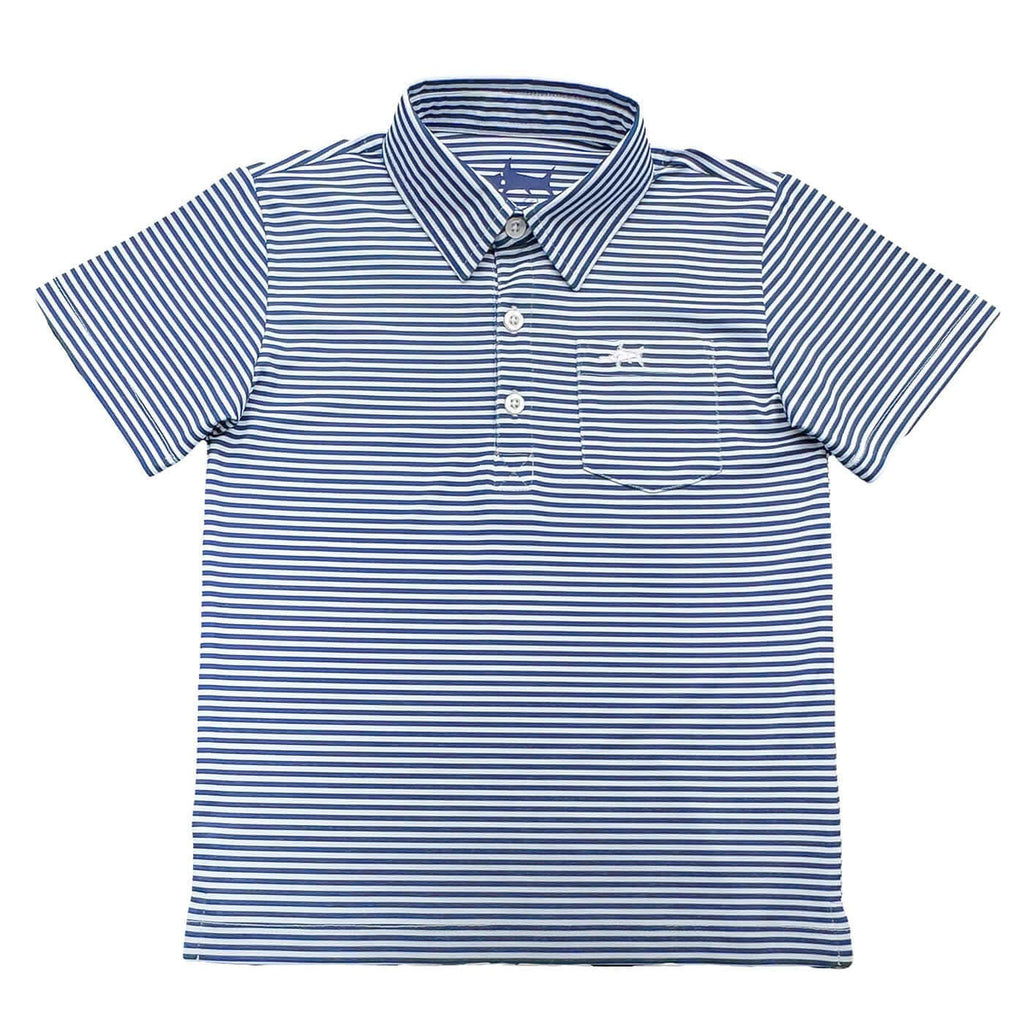 Navy Stripe  Inshore Boys Performance Polo