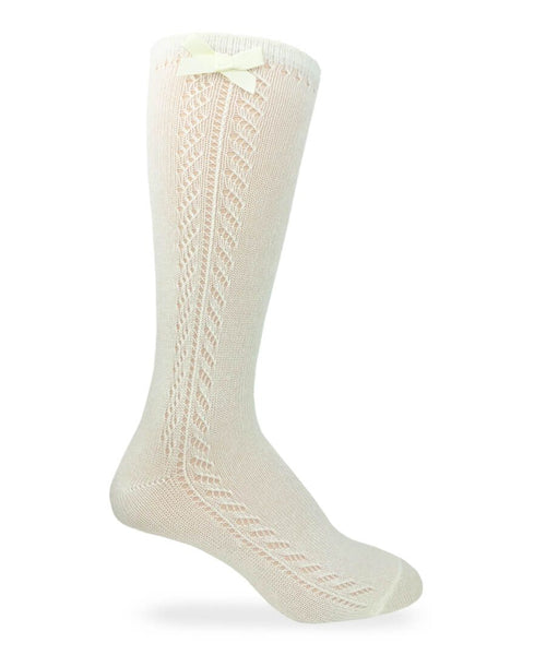 1650 Pointelle Bow Knee High Socks