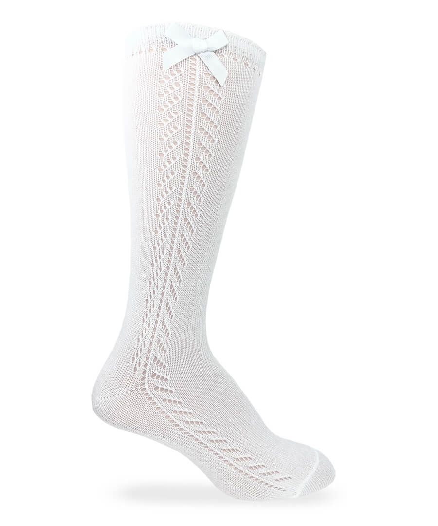 1650 Pointelle Bow Knee High Socks
