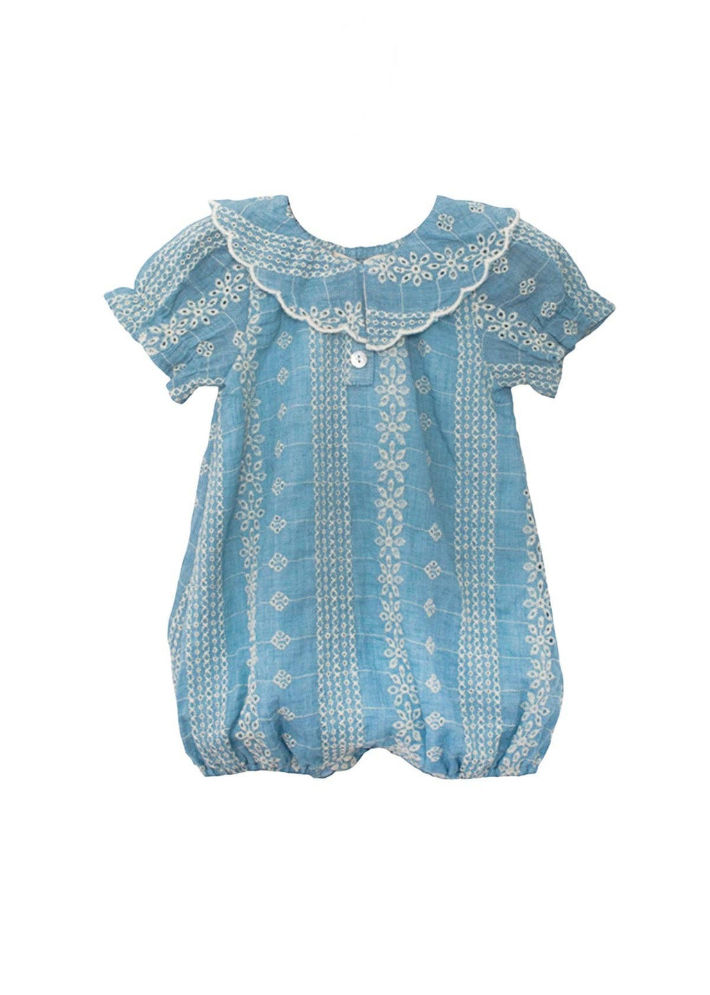 Delicate Blue Short Sleeve Romper: Blue