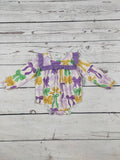 Purple Ruffle Bow Printed Mardi Gras Baby Bubble