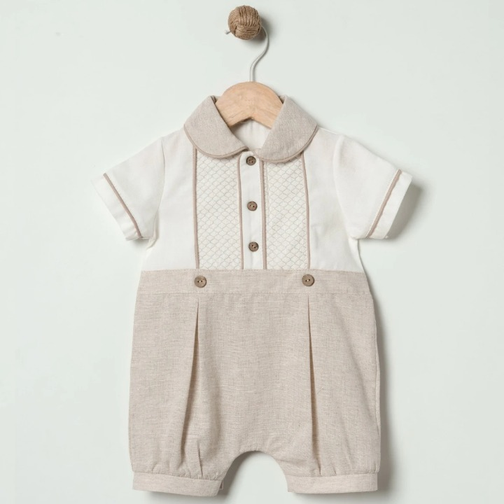Linen Baby Boy Minimalist Romper