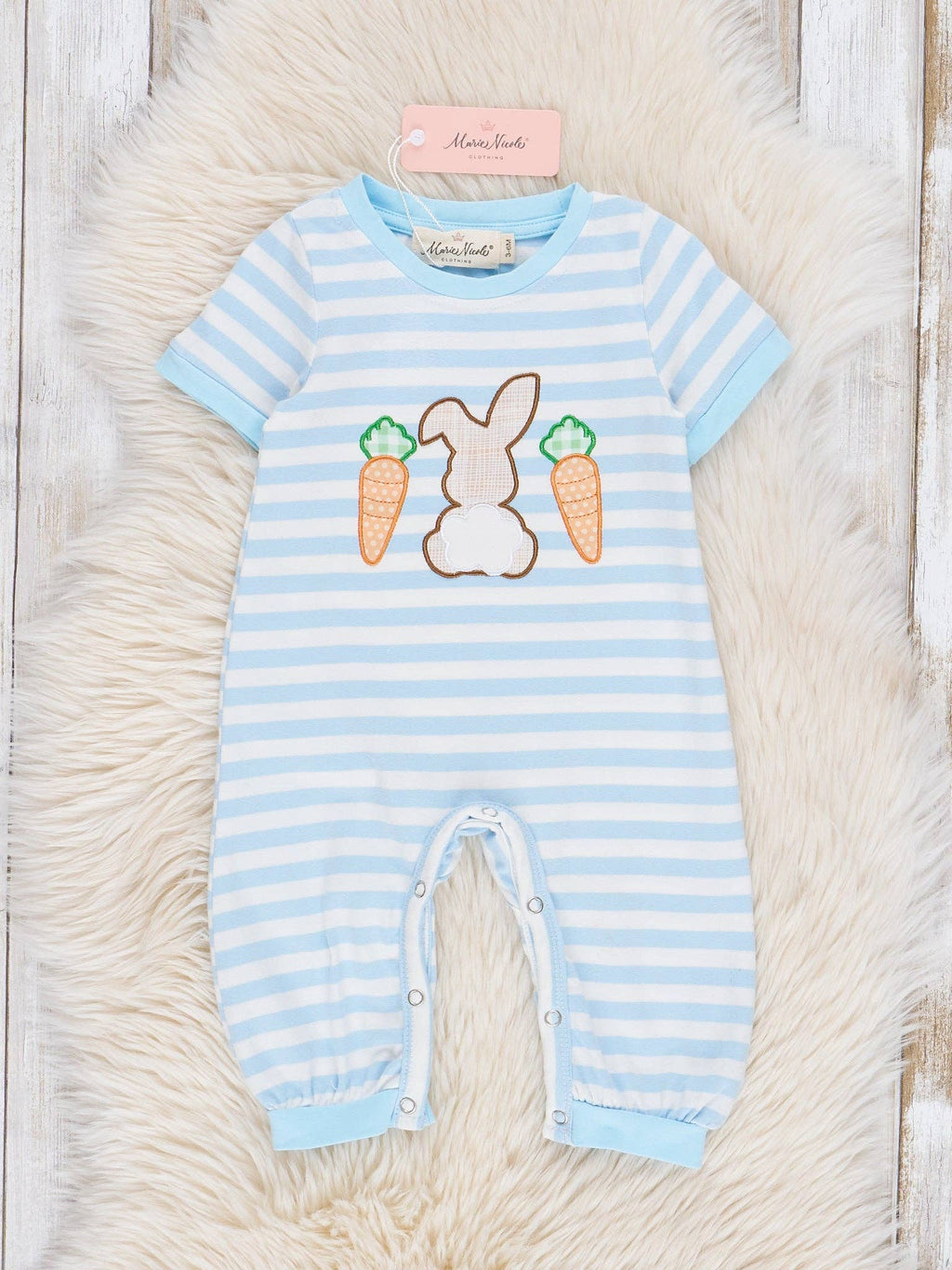 Bunny & Carrots Striped Cotton Romper