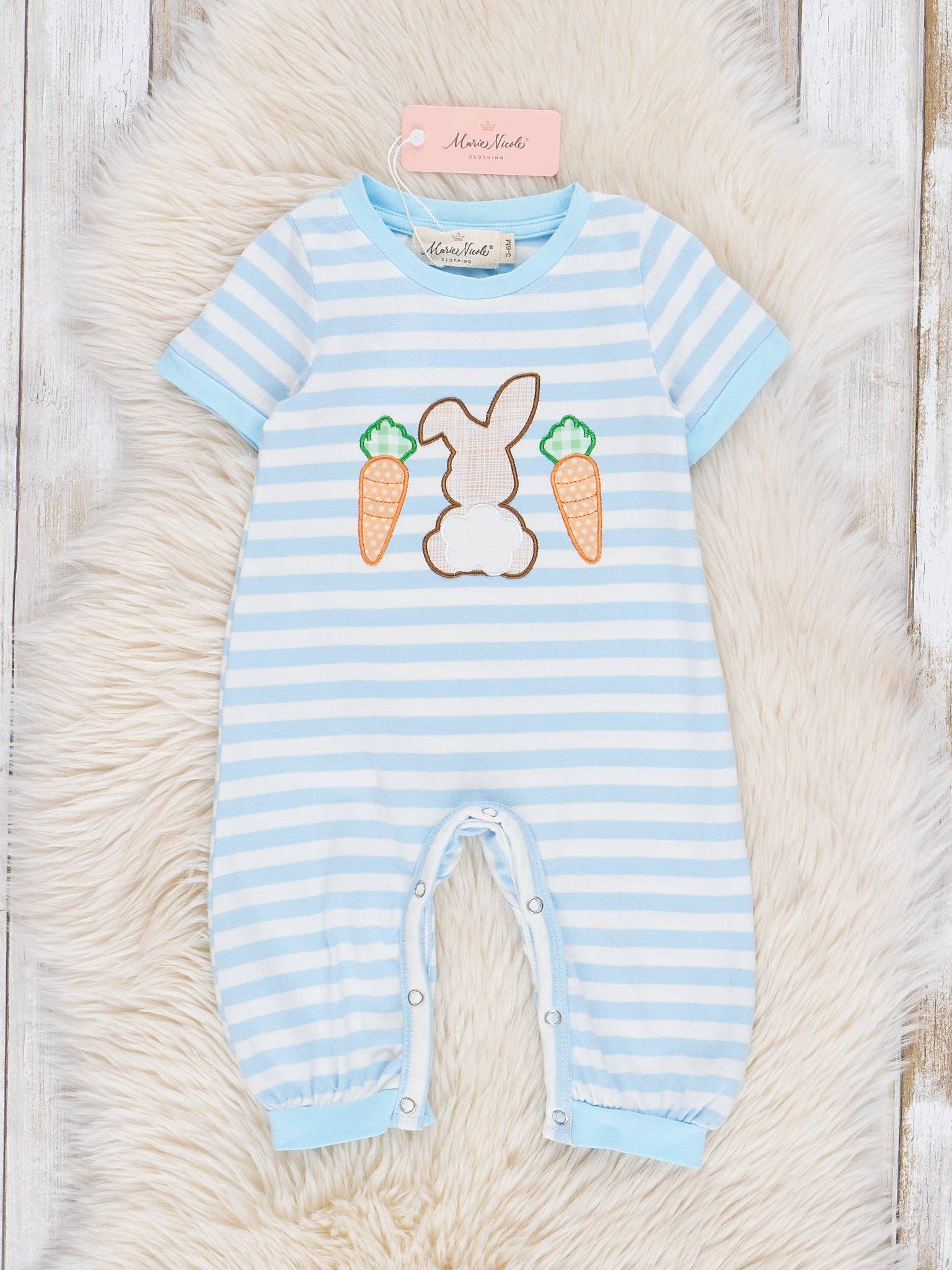Bunny & Carrots Striped Cotton Romper
