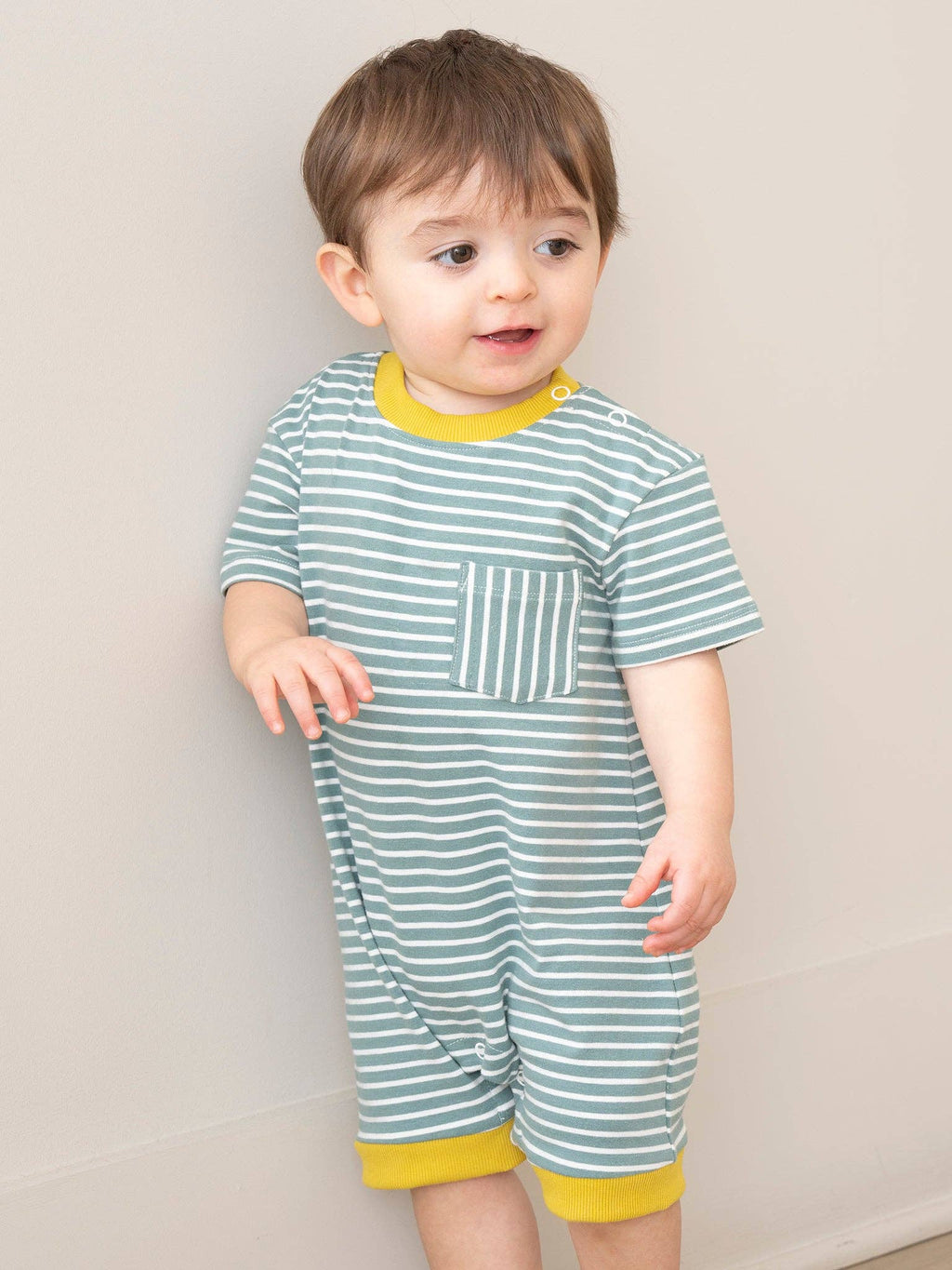 Poppy Sunshine Striped Pocket Romper