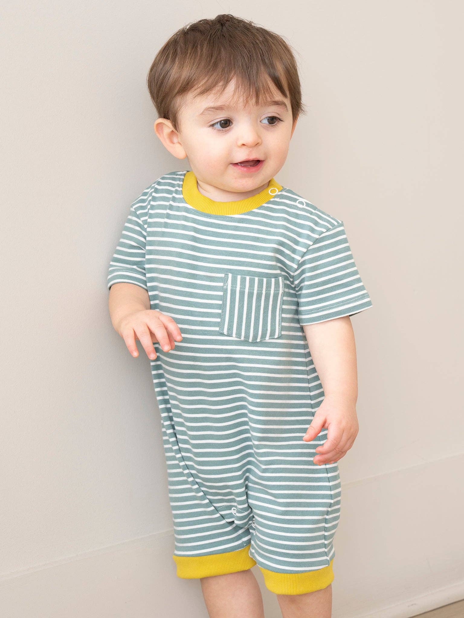 Poppy Sunshine Striped Pocket Romper