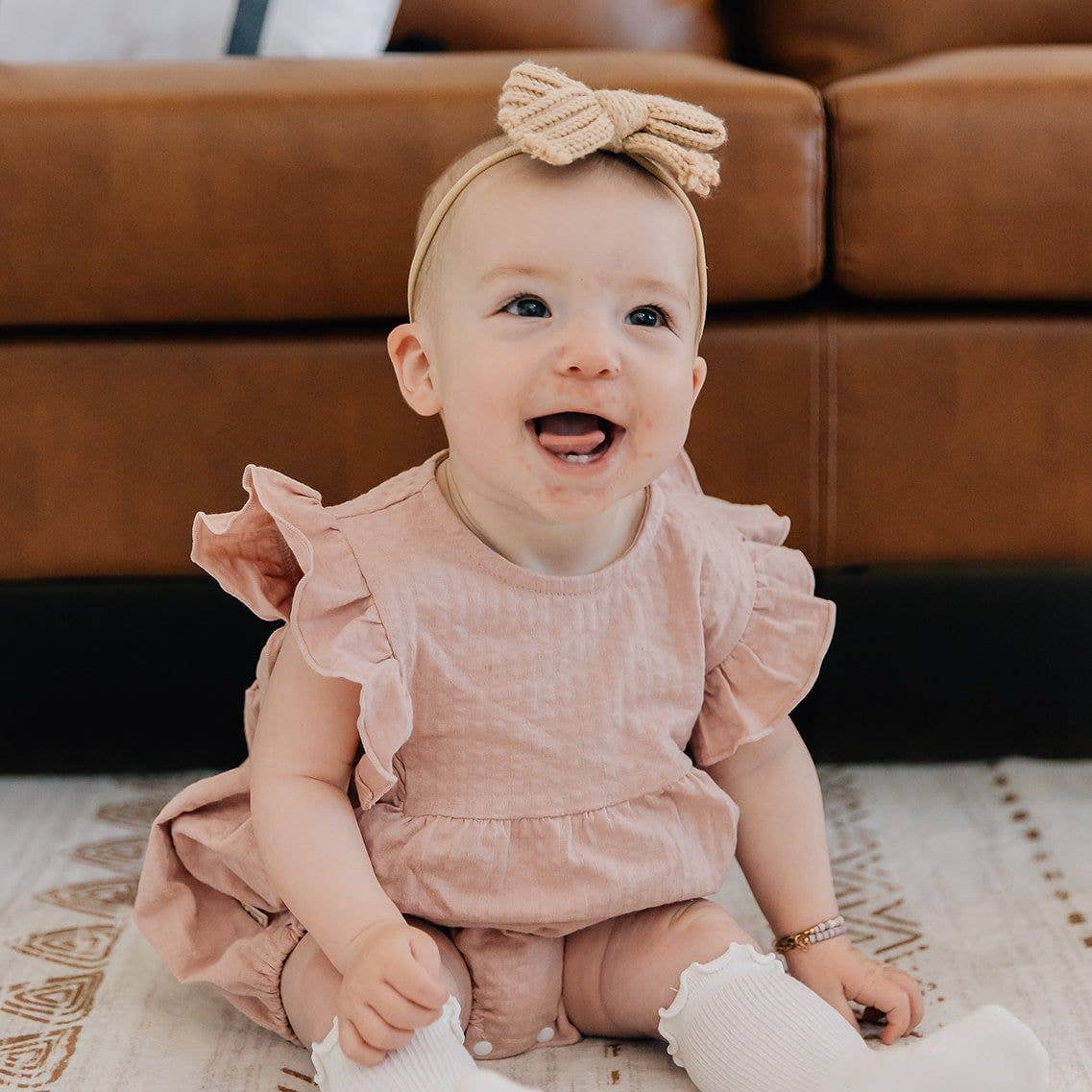 Ruffled Bubble Onesie: Pink