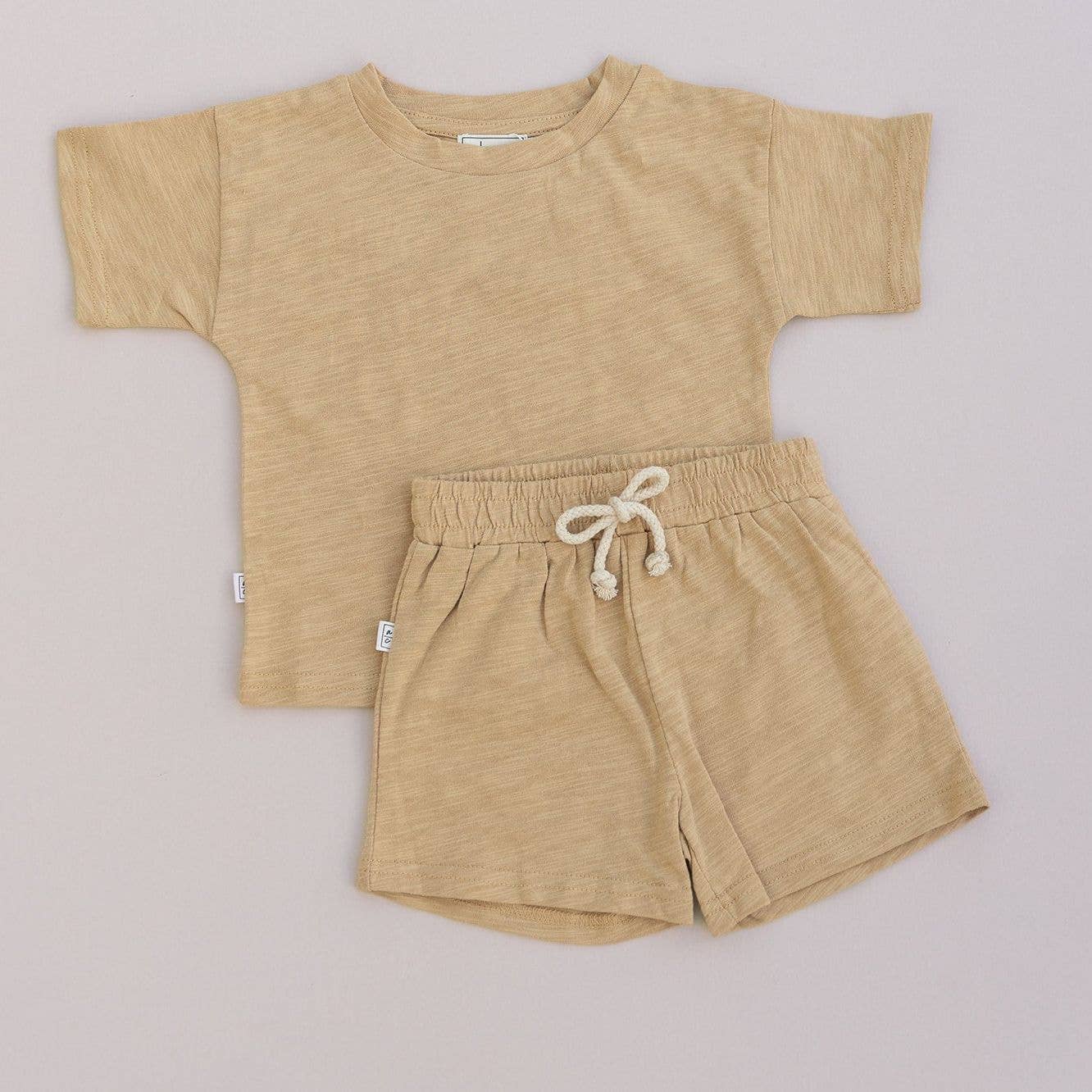 Organic Cotton T-Shirt & Short Set: Mustard / 18-24M