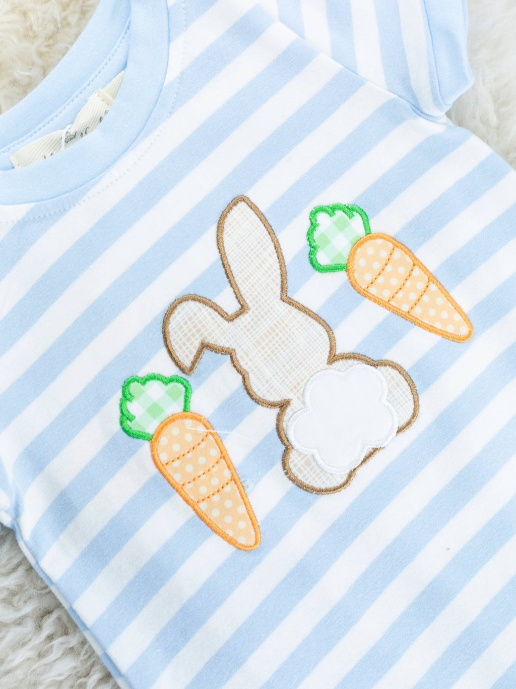 Bunny & Carrots Striped Cotton Romper