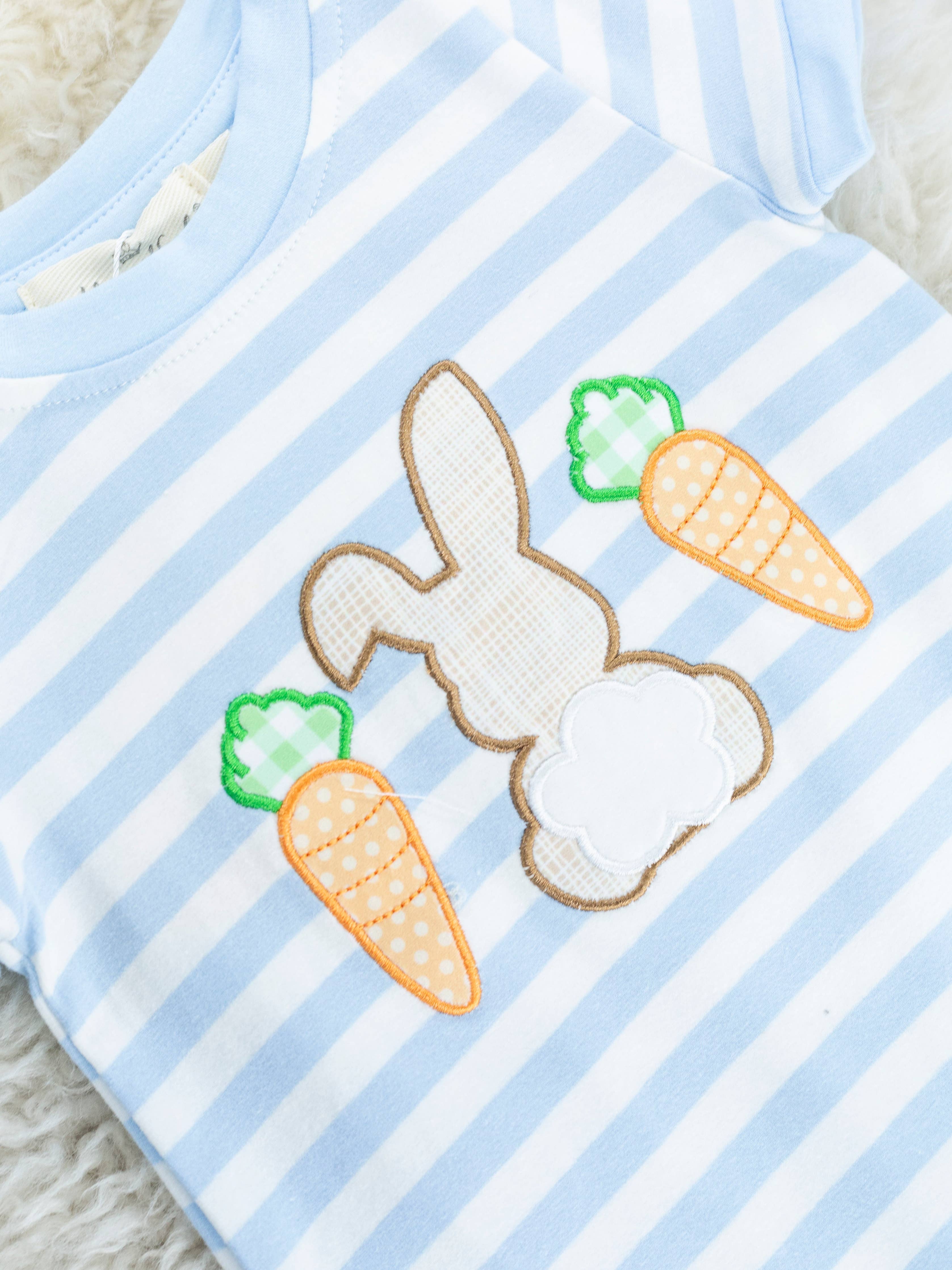 Bunny & Carrots Striped Cotton Romper