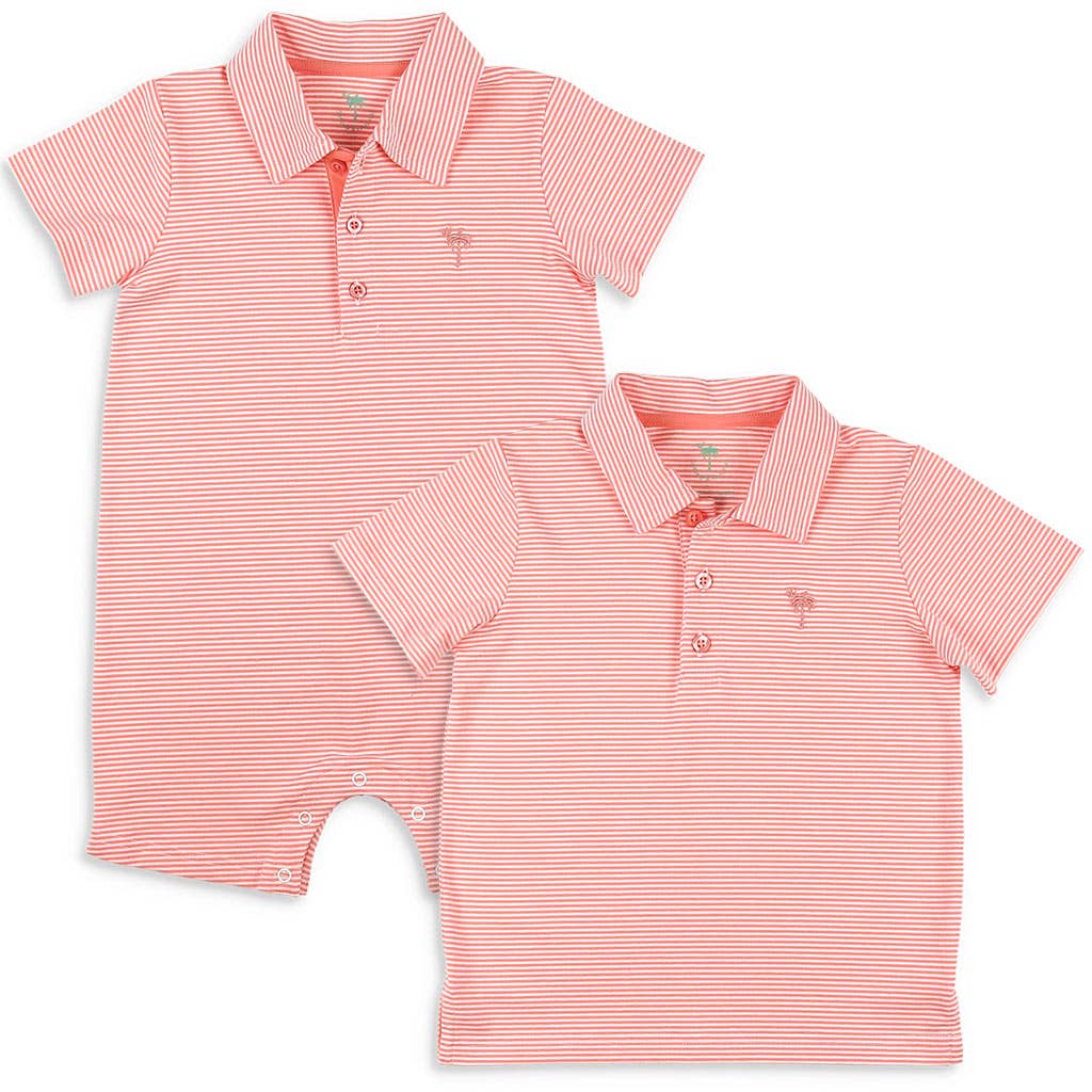 Salmon Stripe Youth Polo