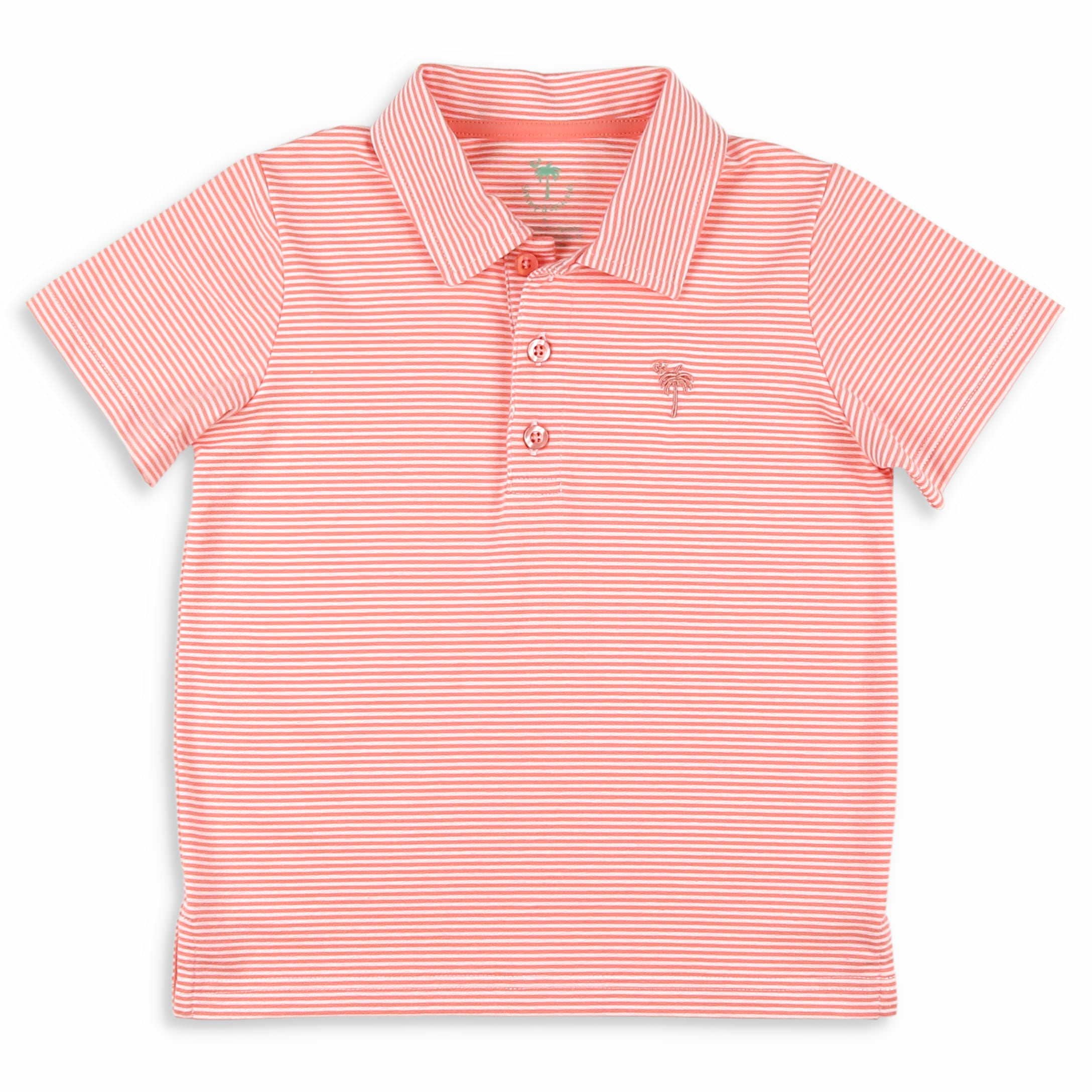 Salmon Stripe Youth Polo