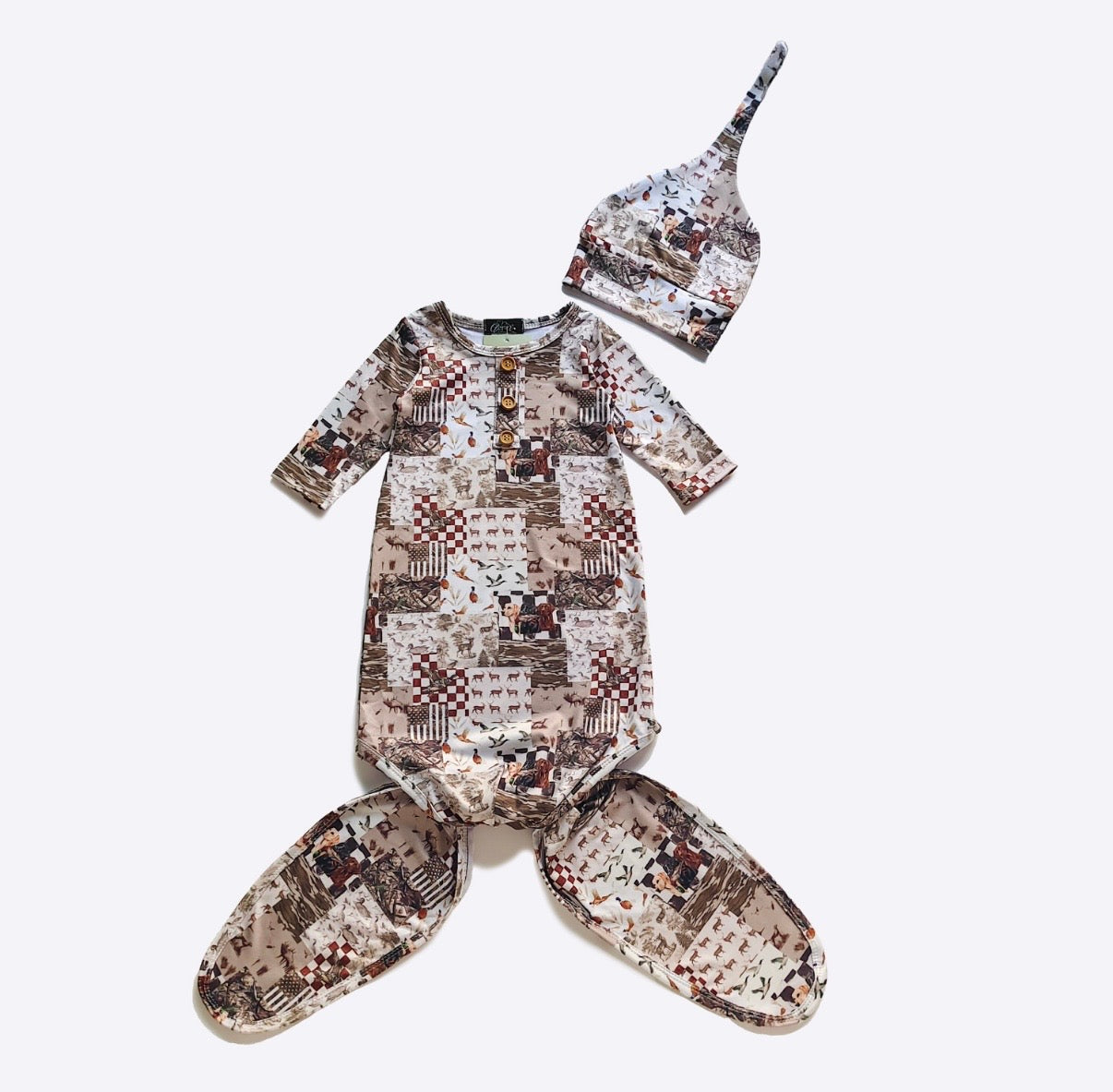 Knotted Gown - Hunting Dog Patch