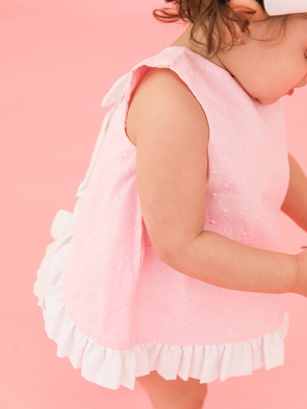 Baby Girls Pink & White Swiss Dot Swing Top & Bloomer Set: Pink