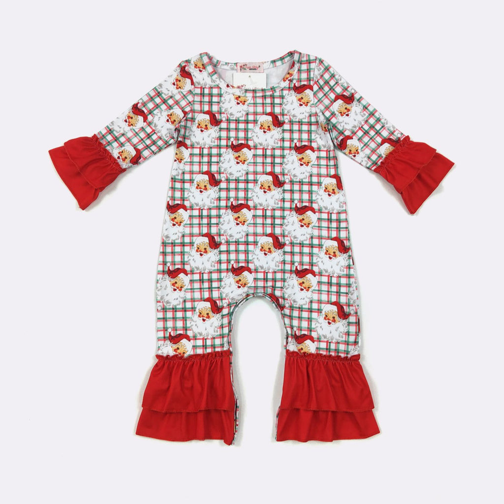 Gingham Santa Baby Romper