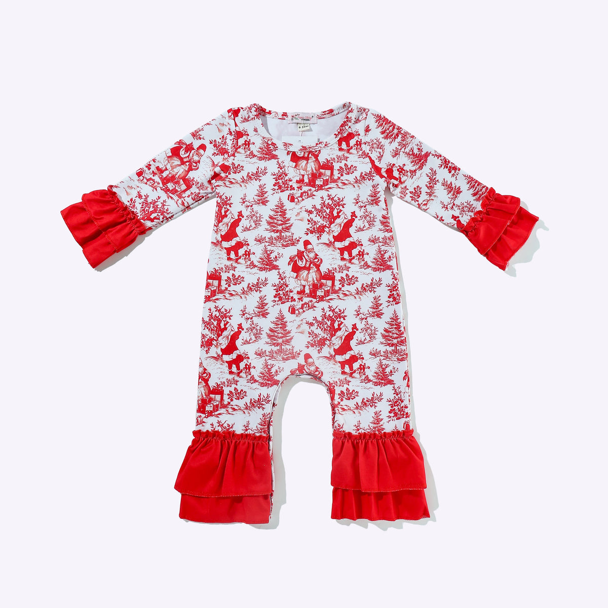 Red Christmas Toile Baby Romper
