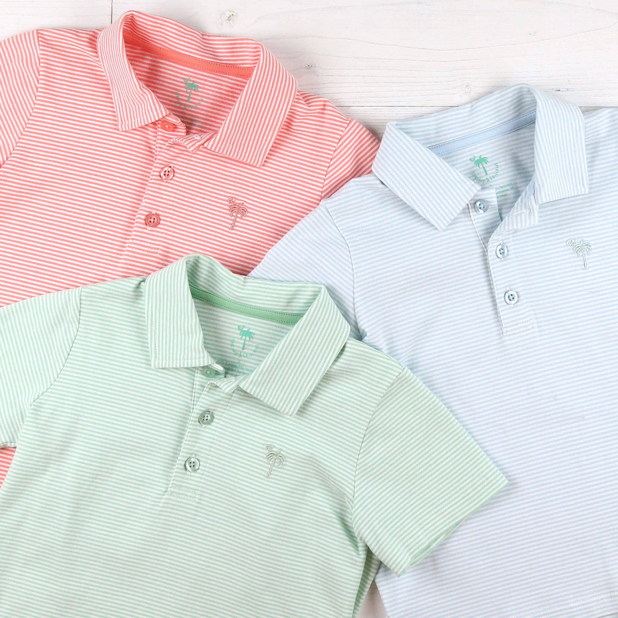 Salmon Stripe Youth Polo