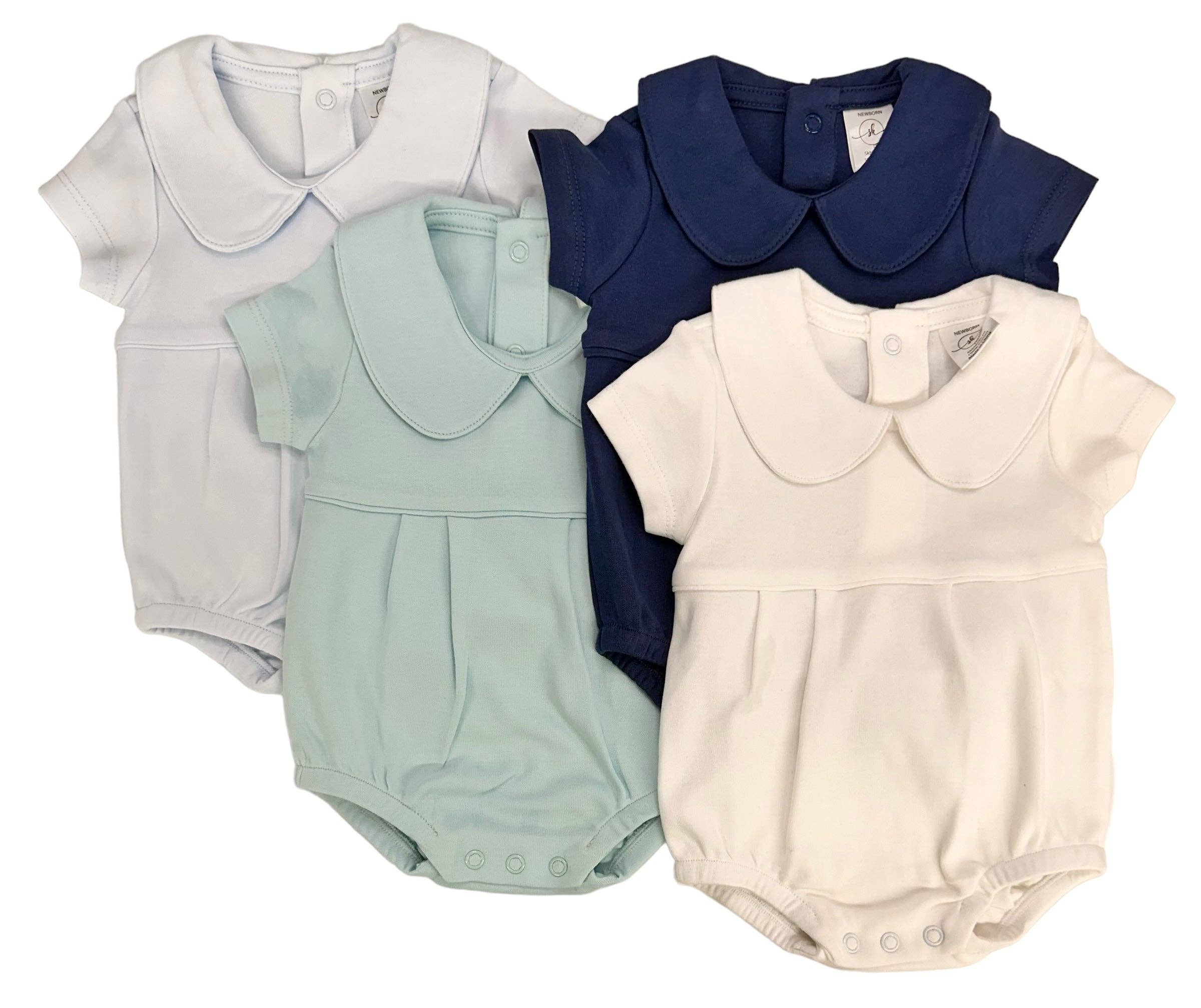 Short Sleeve Light Blue Pleated Bubble