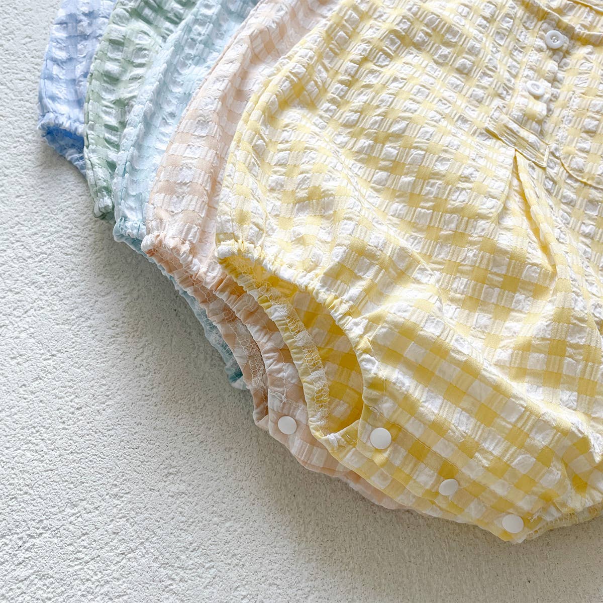 Light Blue and White Checkered Sleeveless Romper