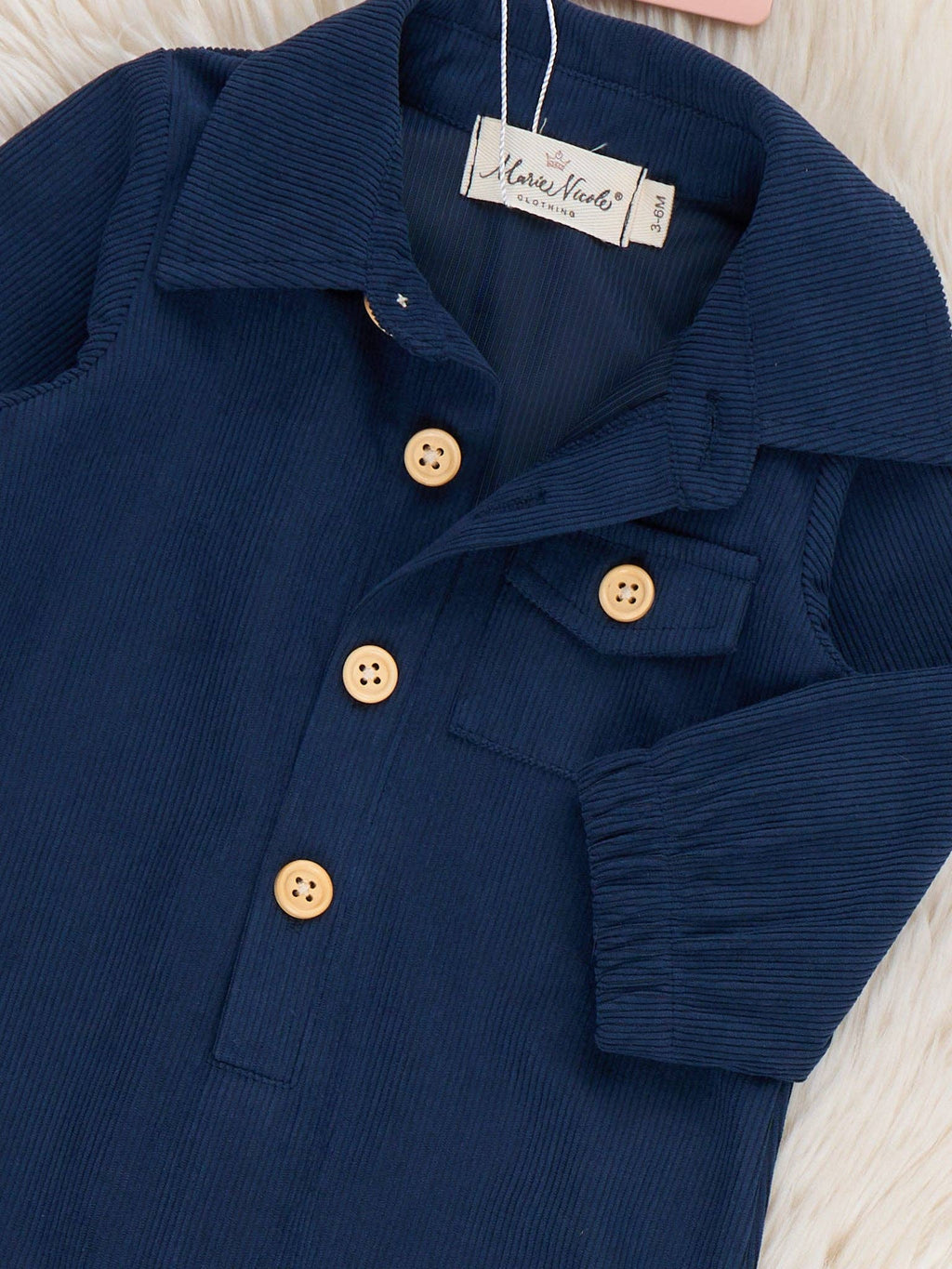 Classic Button-Up Romper- Navy