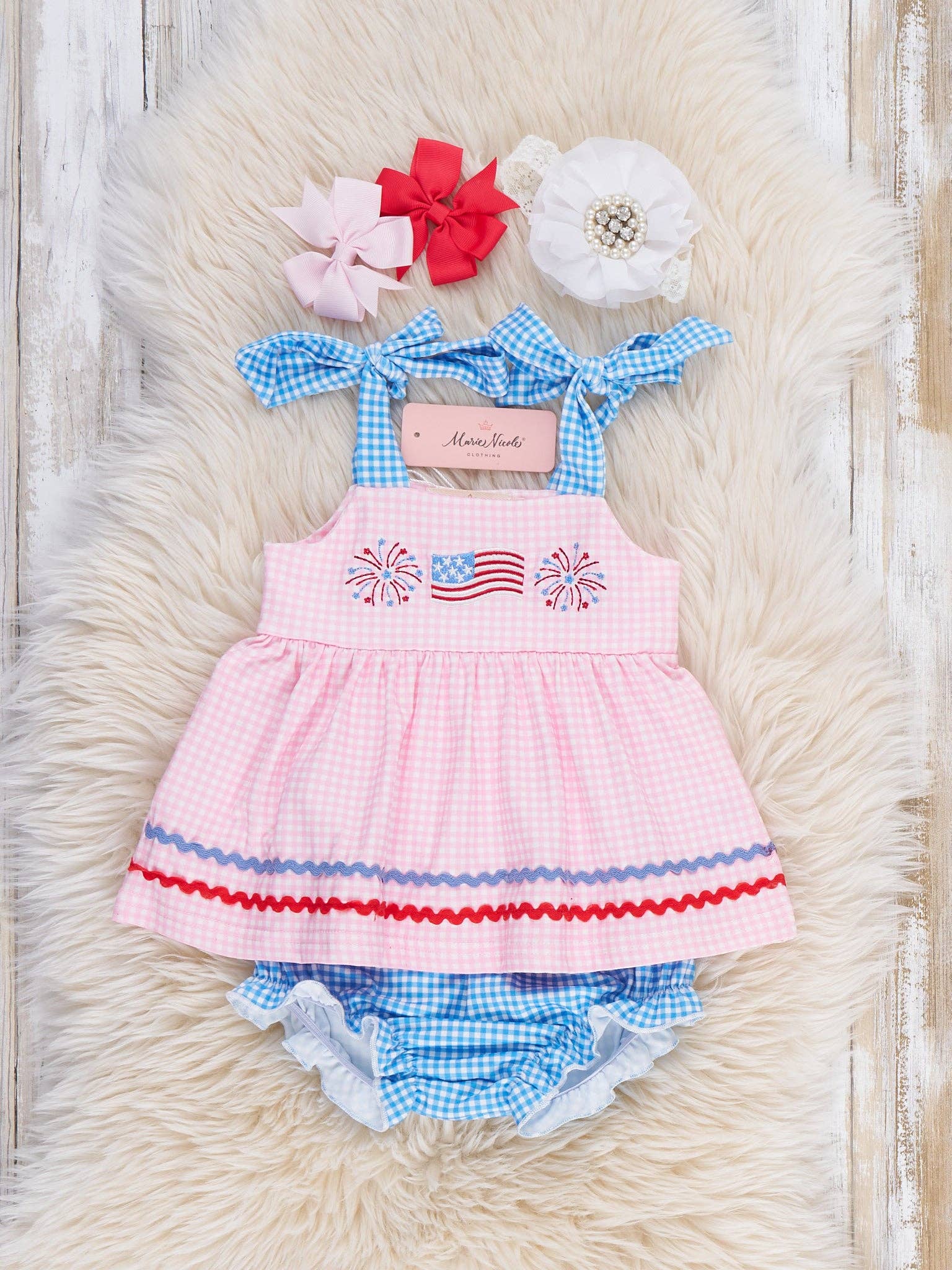 Freedom Sparkles Embroidered Bloomers Outfit