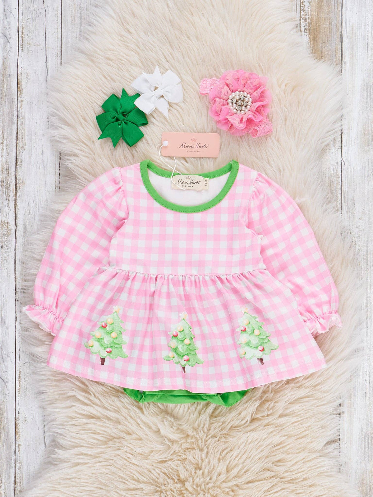 Twinkle Tree Plaid Bubble Romper
