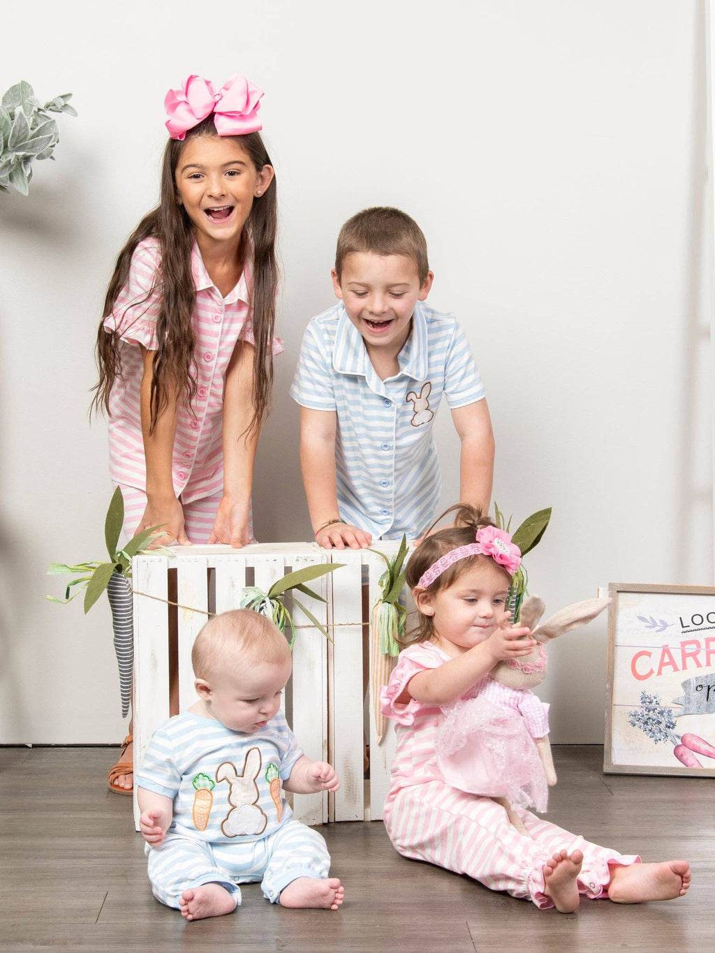 Bunny & Carrots Striped Cotton Romper