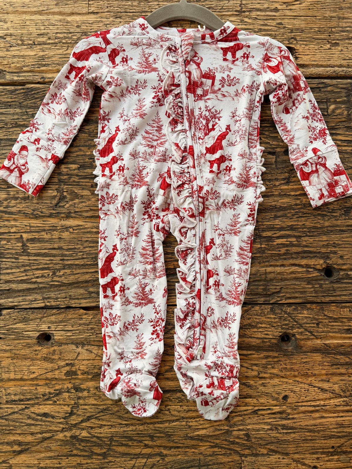 Santa Toile Ruffle Footie