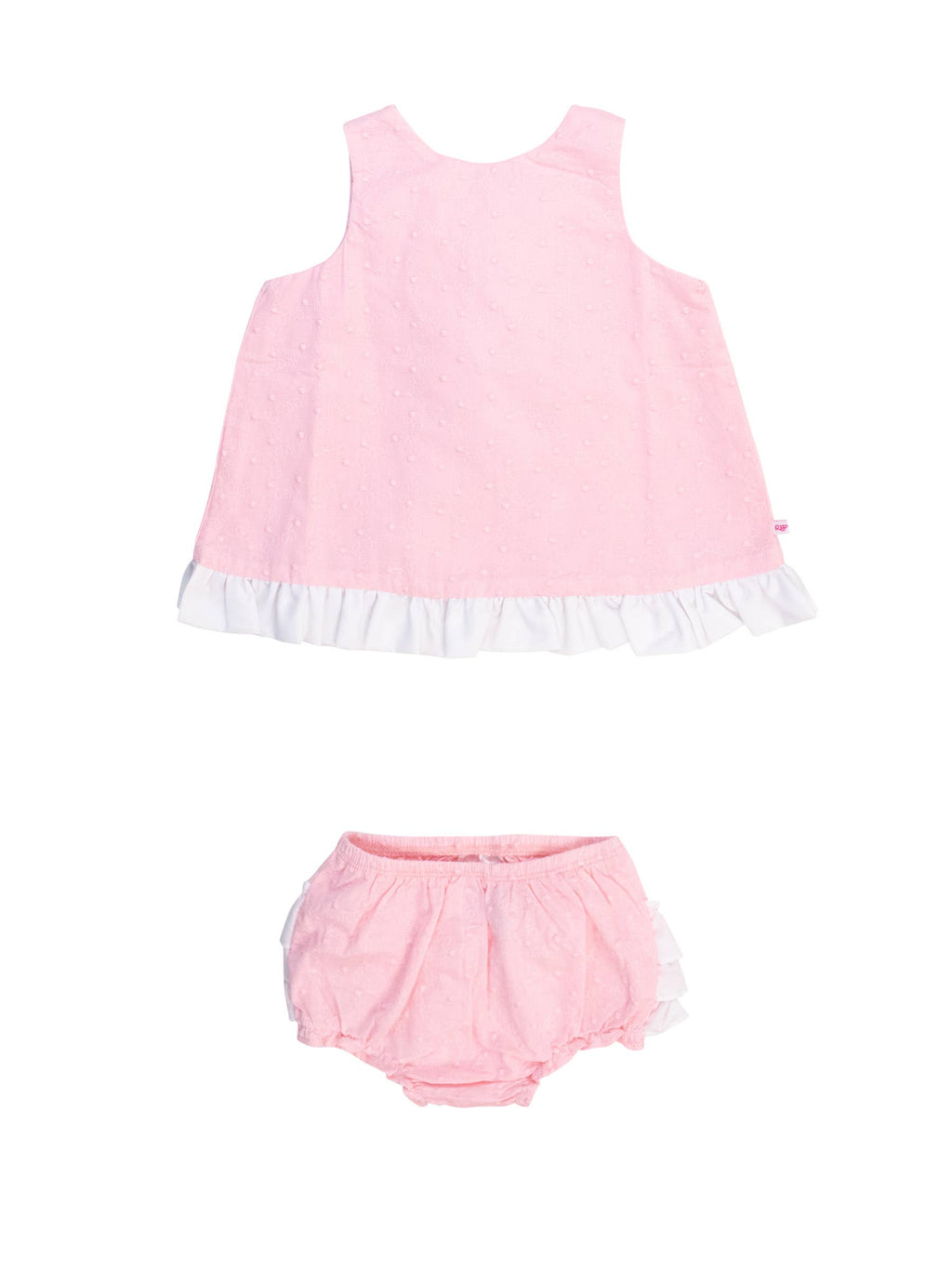 Baby Girls Pink & White Swiss Dot Swing Top & Bloomer Set: Pink
