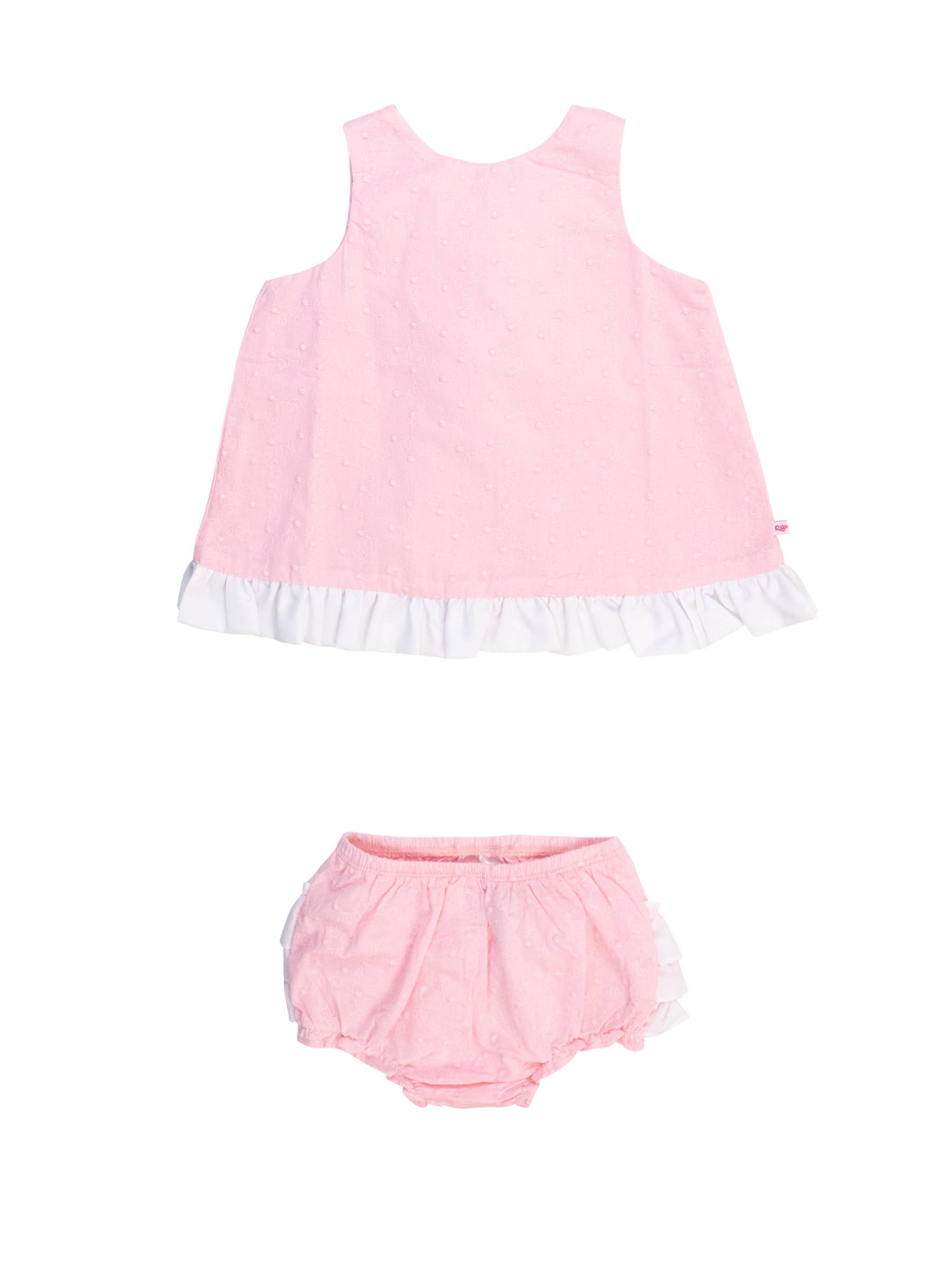 Baby Girls Pink & White Swiss Dot Swing Top & Bloomer Set: Pink