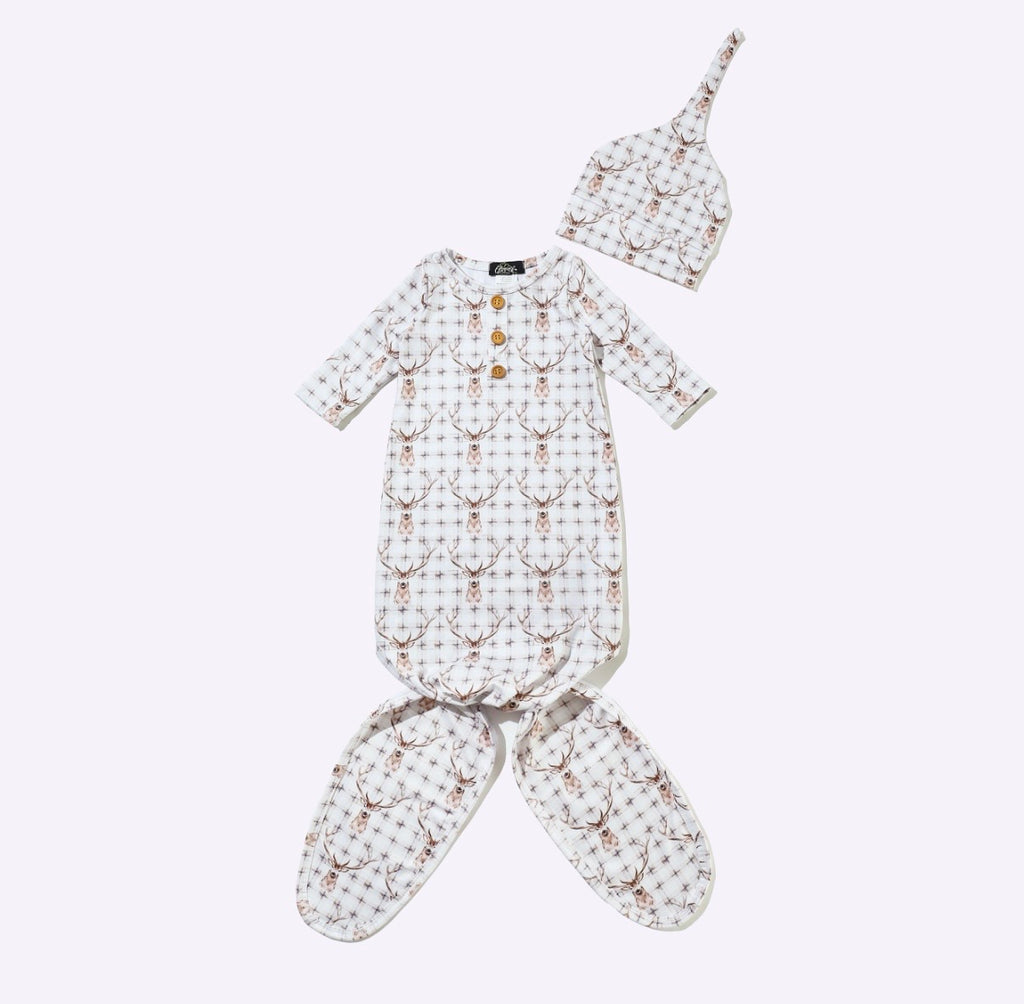 Knotted Gown - Plaid Deer