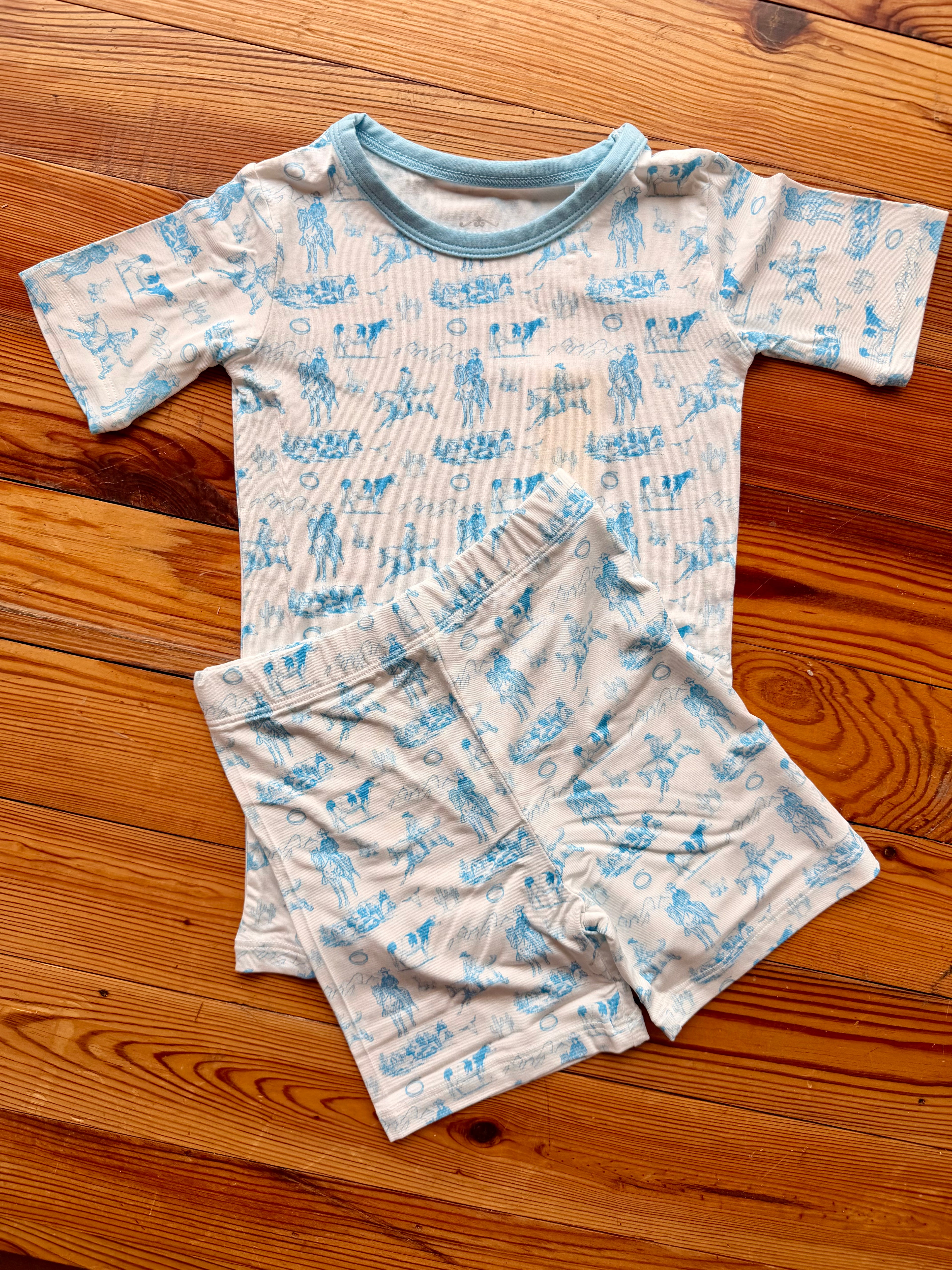 Blue Western 2 PC Short Lounger