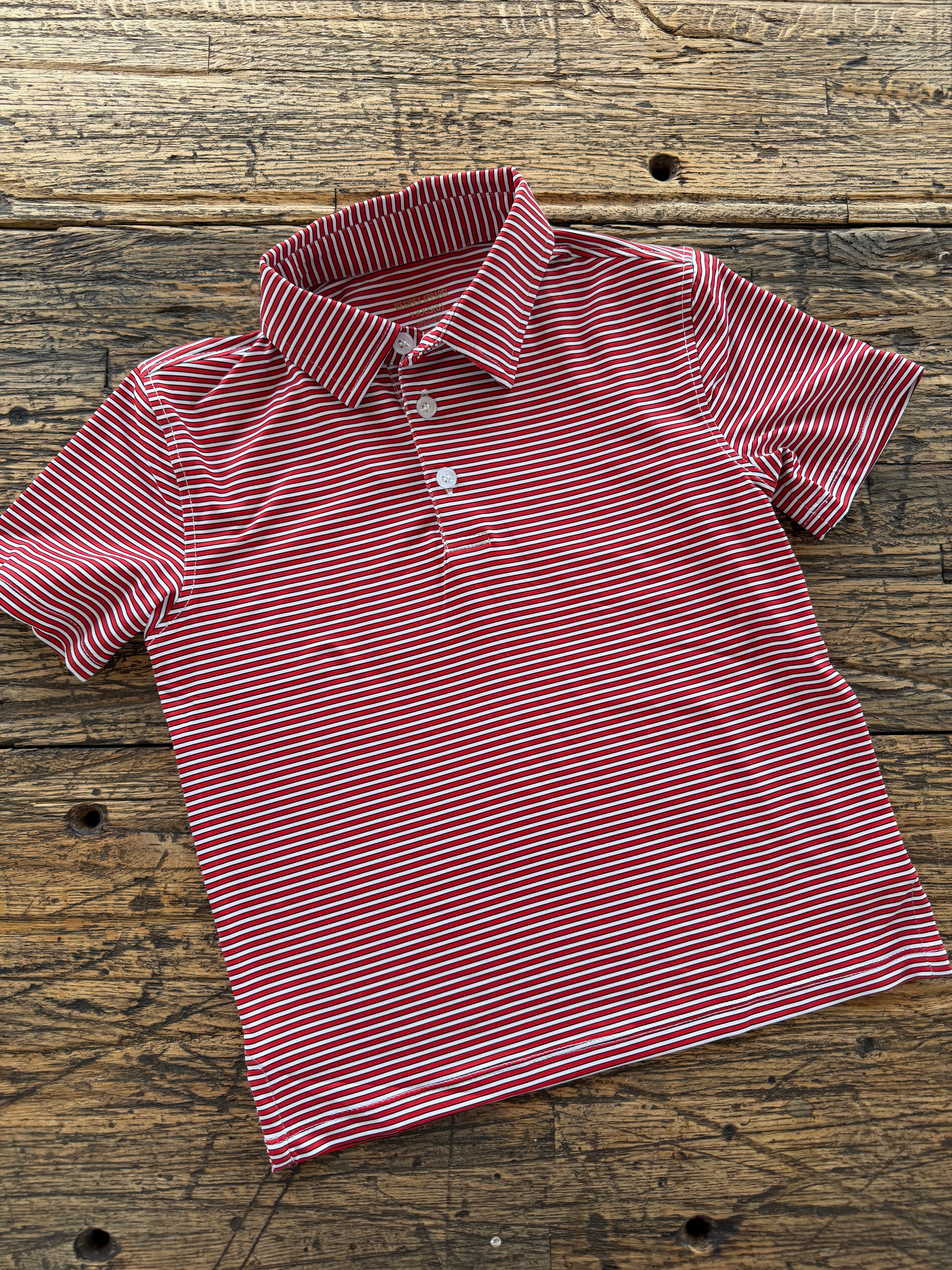 Meripex Red/Micro Black/White Stipe Polo