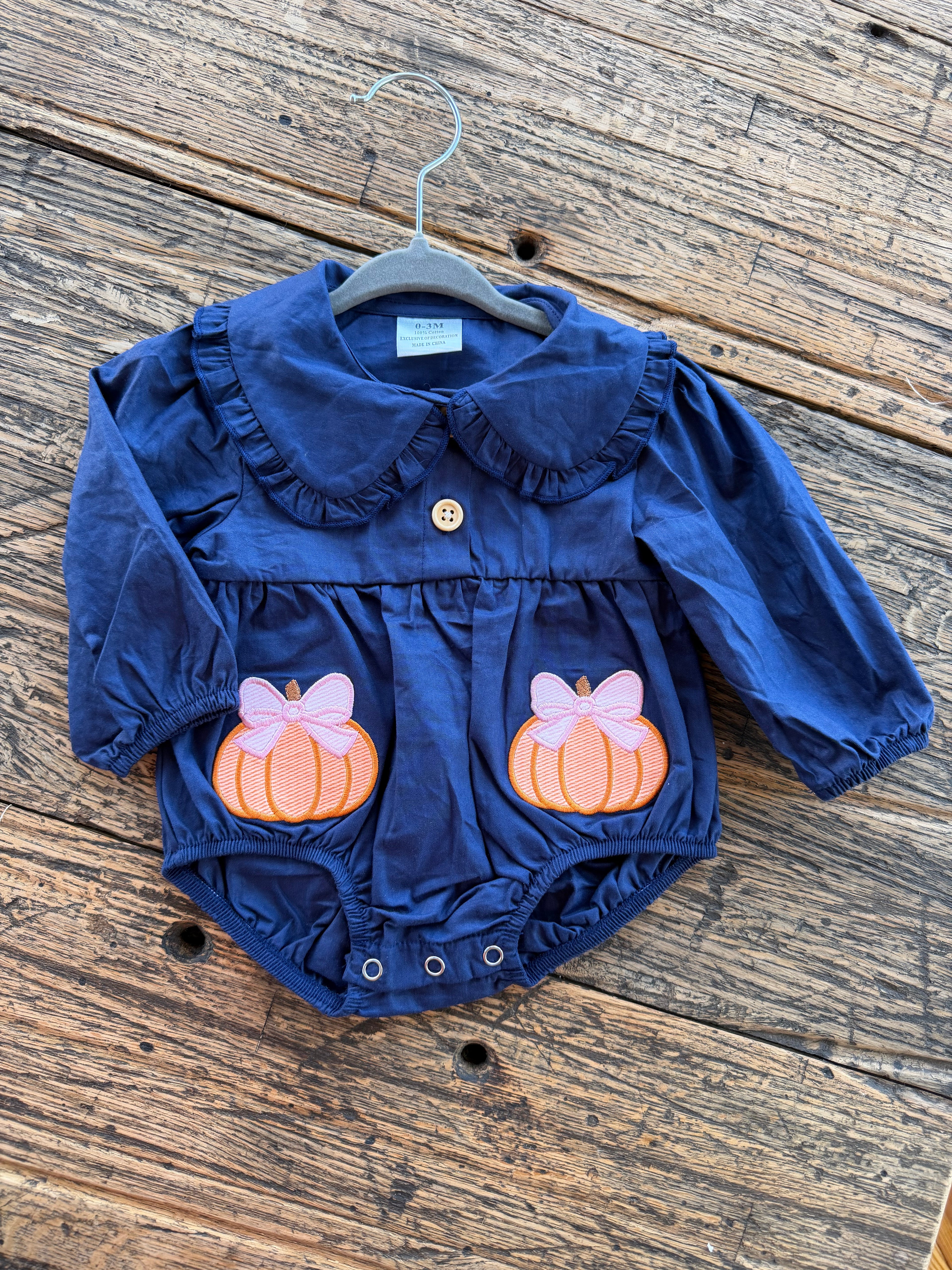 Navy Bubble Pumpkin Bows