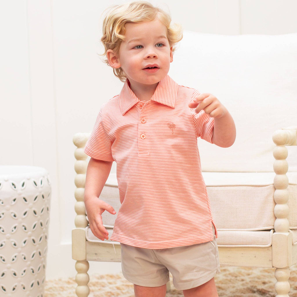 Salmon Stripe Youth Polo