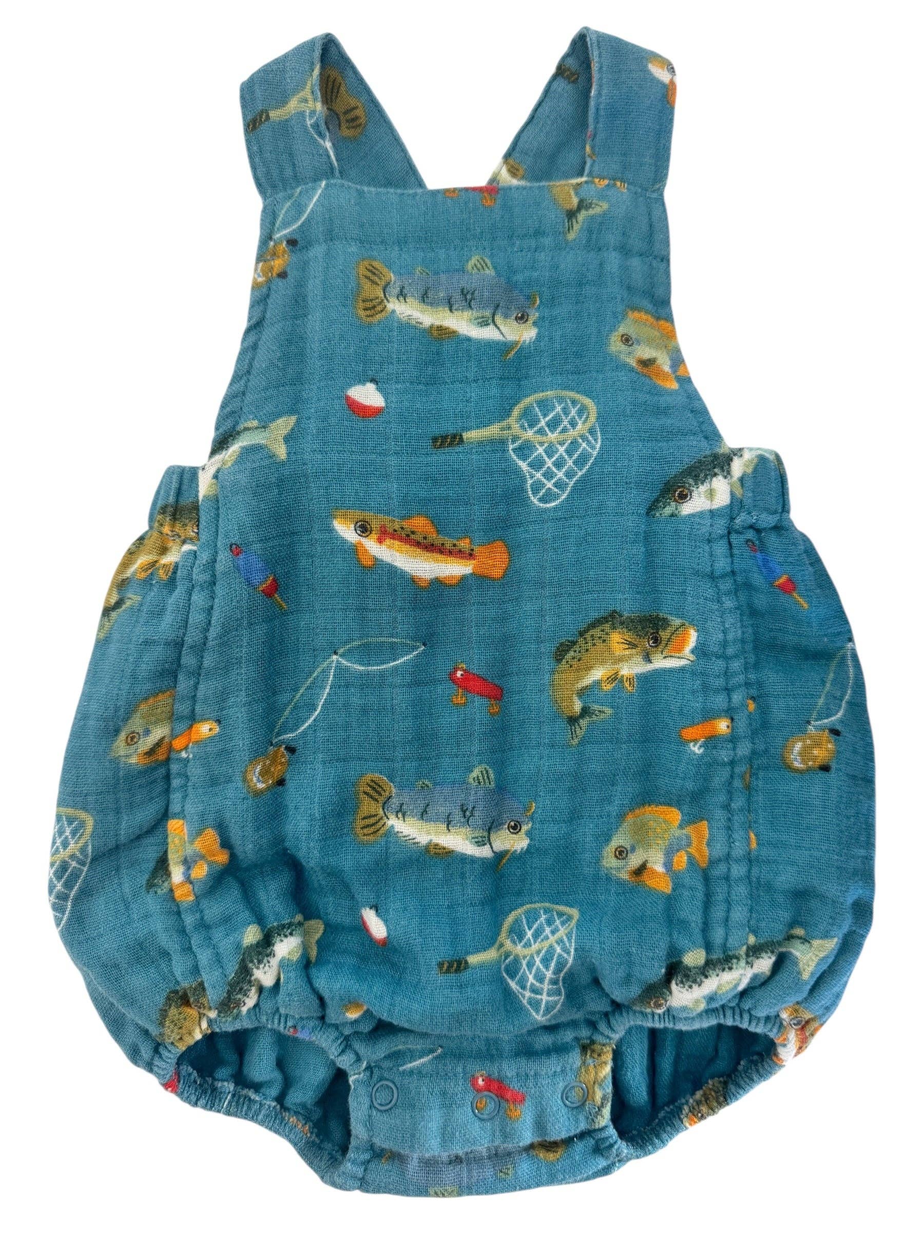 Gone Fishing Muslin Retro Sunsuit