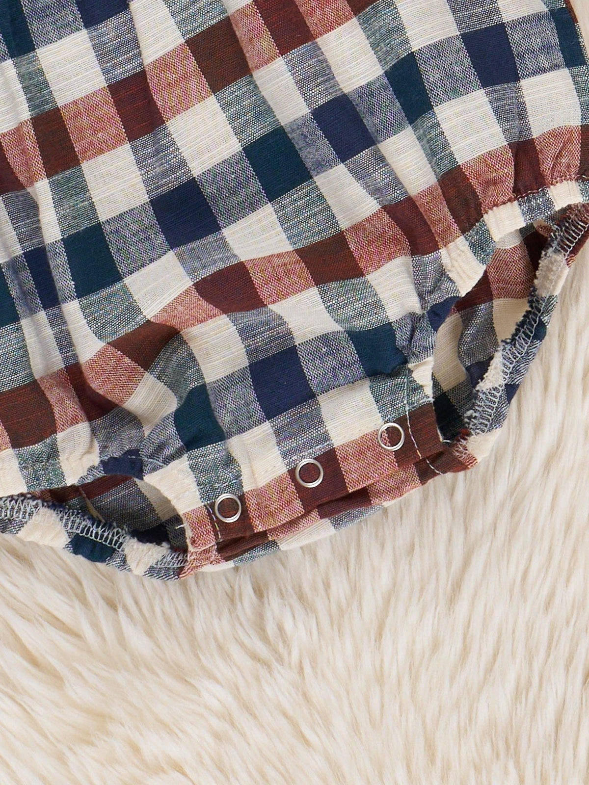 Fall Vintage Plaid Ruffle Bubble Romper