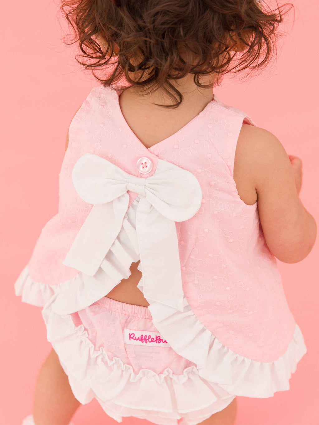 Baby Girls Pink & White Swiss Dot Swing Top & Bloomer Set: Pink