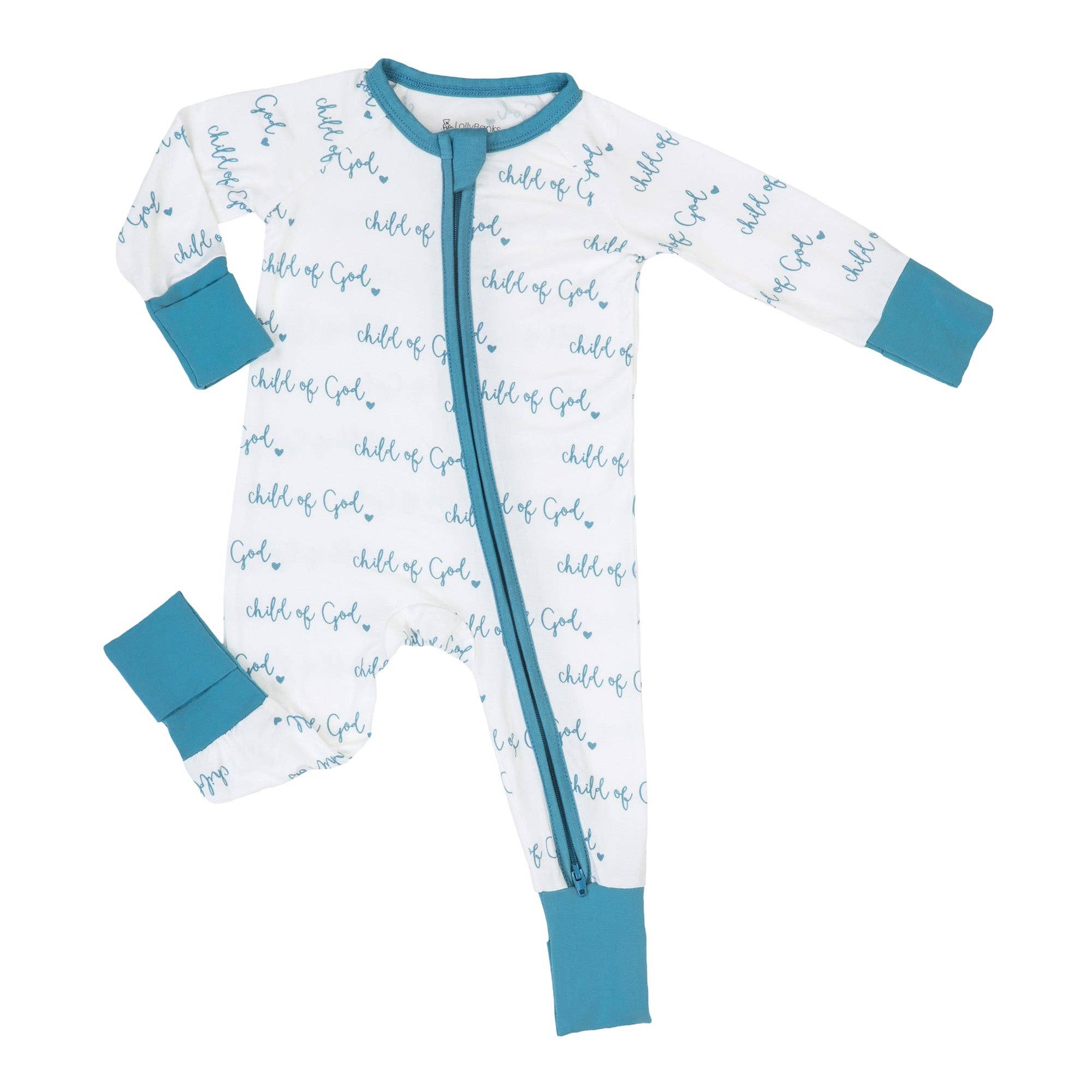 Bamboo Baby Convertible Zipper Pajama Blue Child of God.
