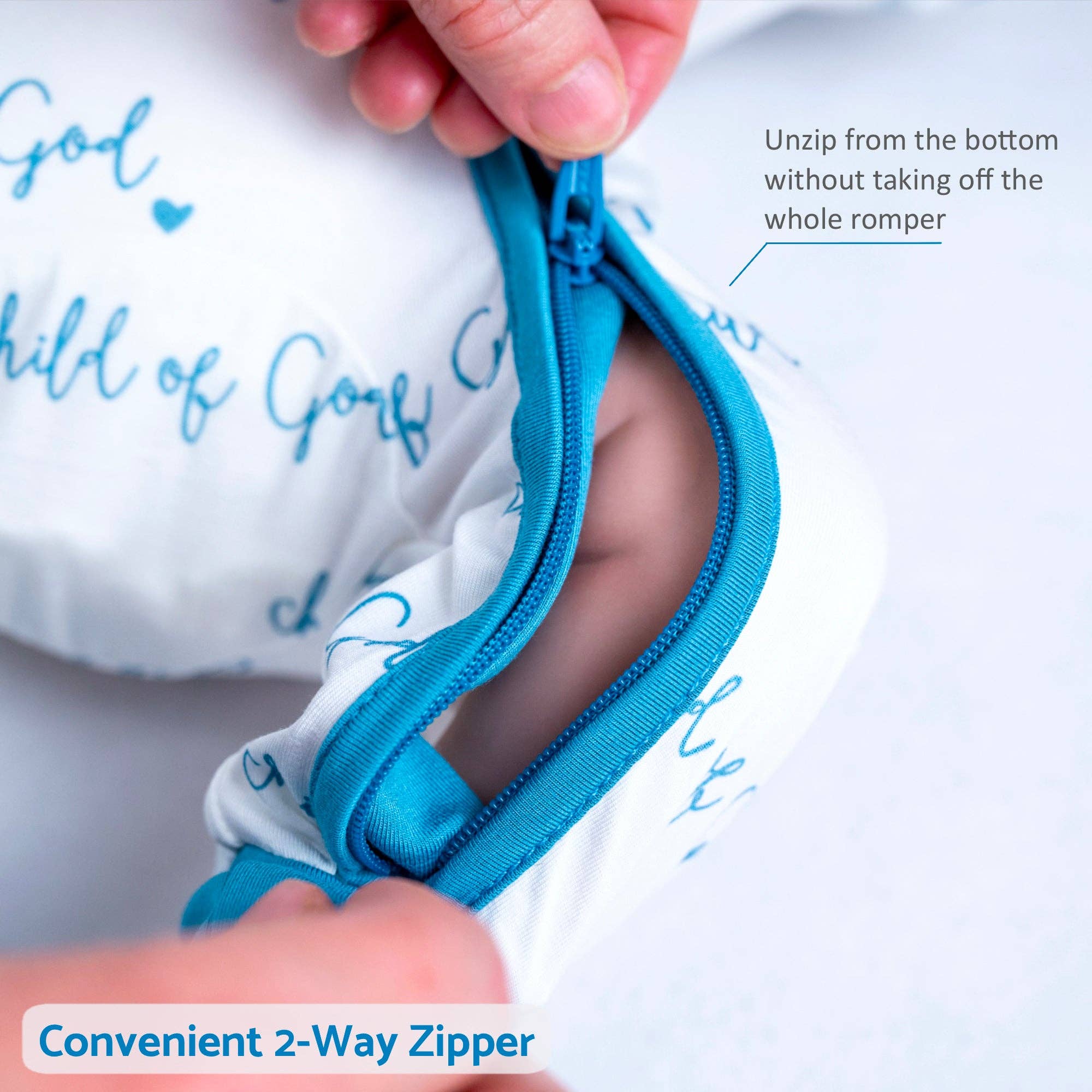 Bamboo Baby Convertible Zipper Pajama Blue Child of God.
