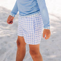 Blue Gingham Boys Summer Swim Shorts