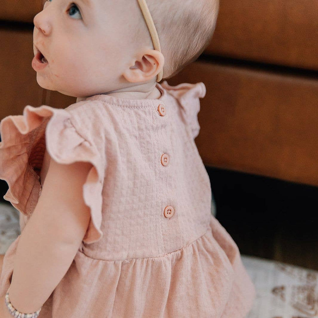 Ruffled Bubble Onesie: Pink