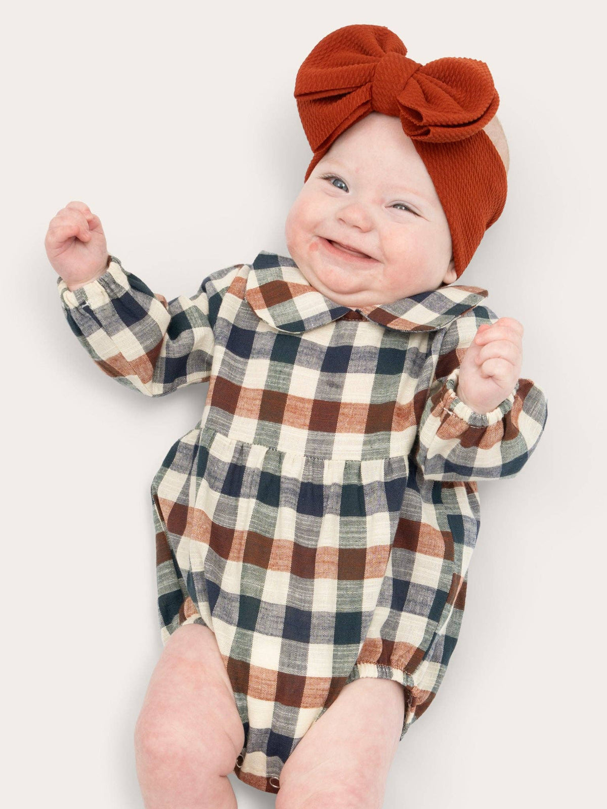 Fall Vintage Plaid Ruffle Bubble Romper