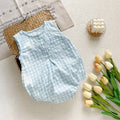 Light Blue and White Checkered Sleeveless Romper