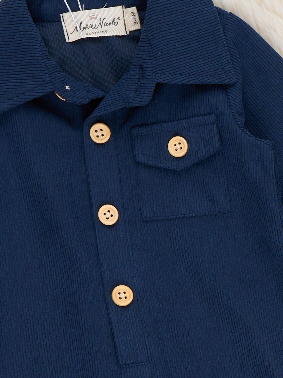 Classic Button-Up Romper- Navy