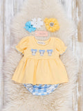 Embroidered Cows Gingham Bloomers Outfit