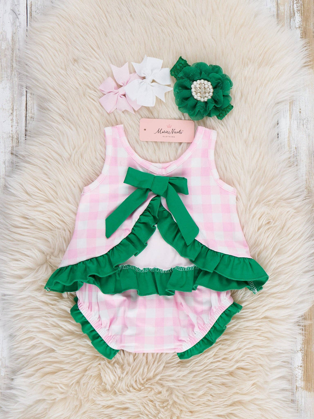 Little Farmer’s Fun Embroidered Plaid Bloomers Outfit