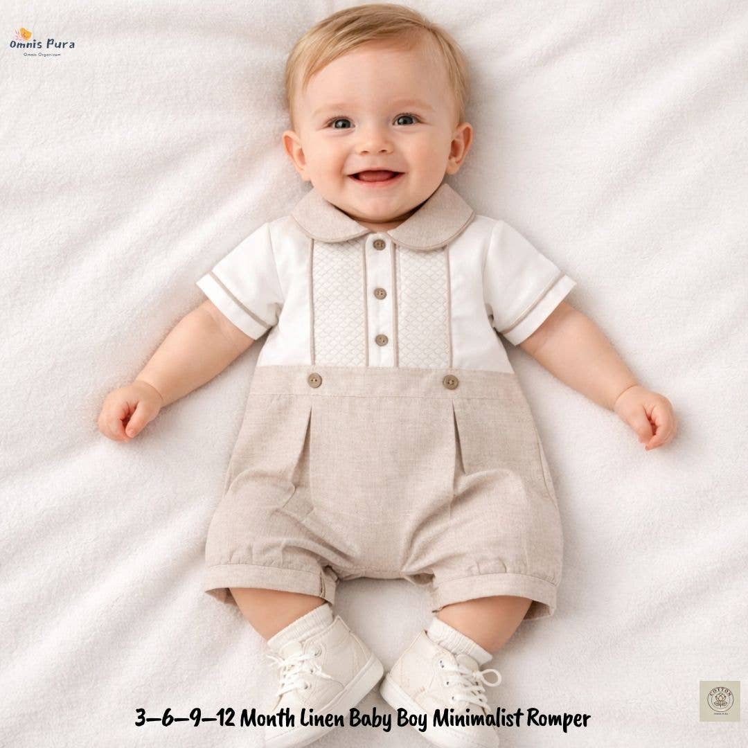 Linen Baby Boy Minimalist Romper