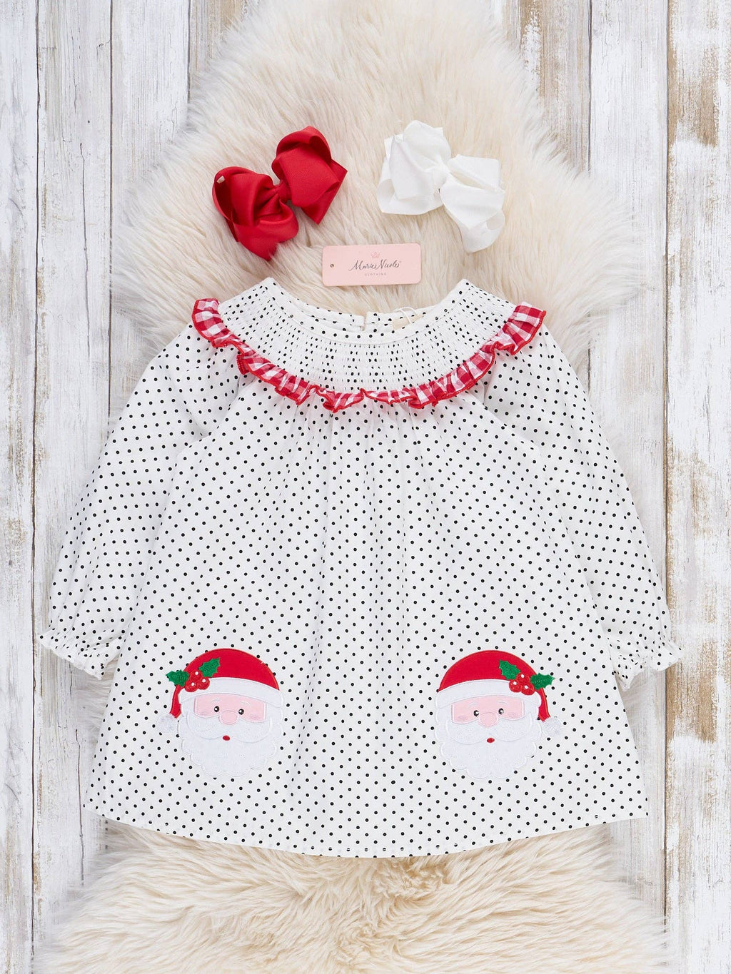 Red & White Santa Smocked Dress