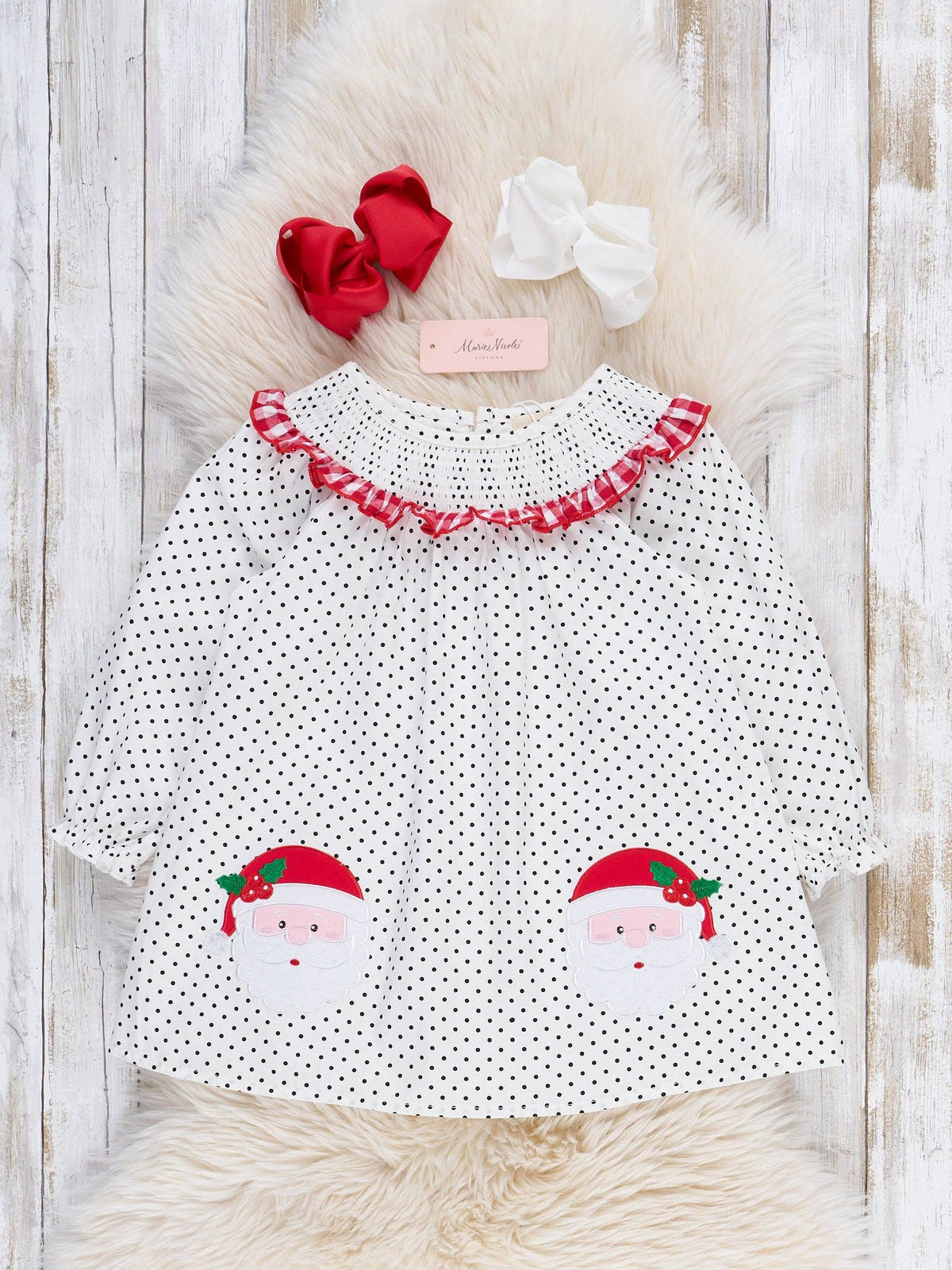 Red & White Santa Smocked Dress